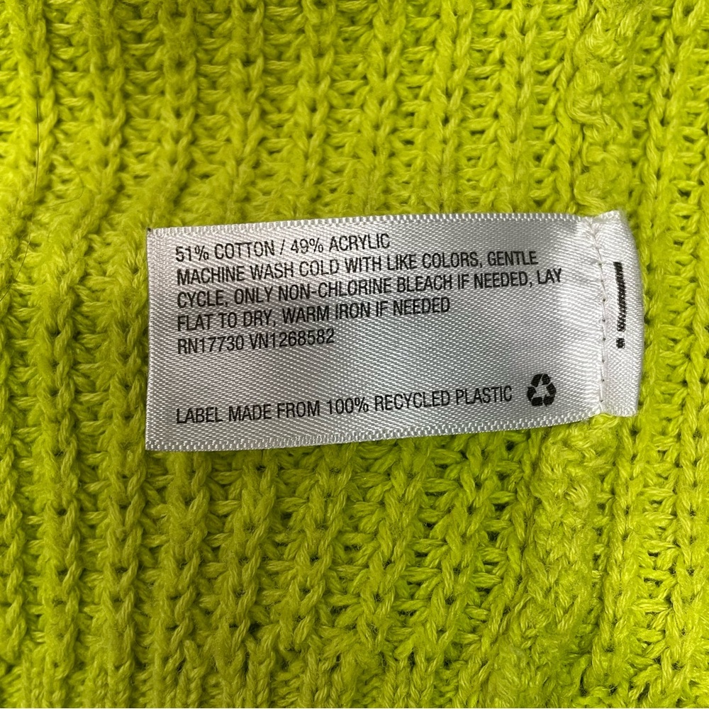Wild Fable Oversized Slouchy Knit Neon Green Sweater Size XXL  #4036 - Picture 6 of 7